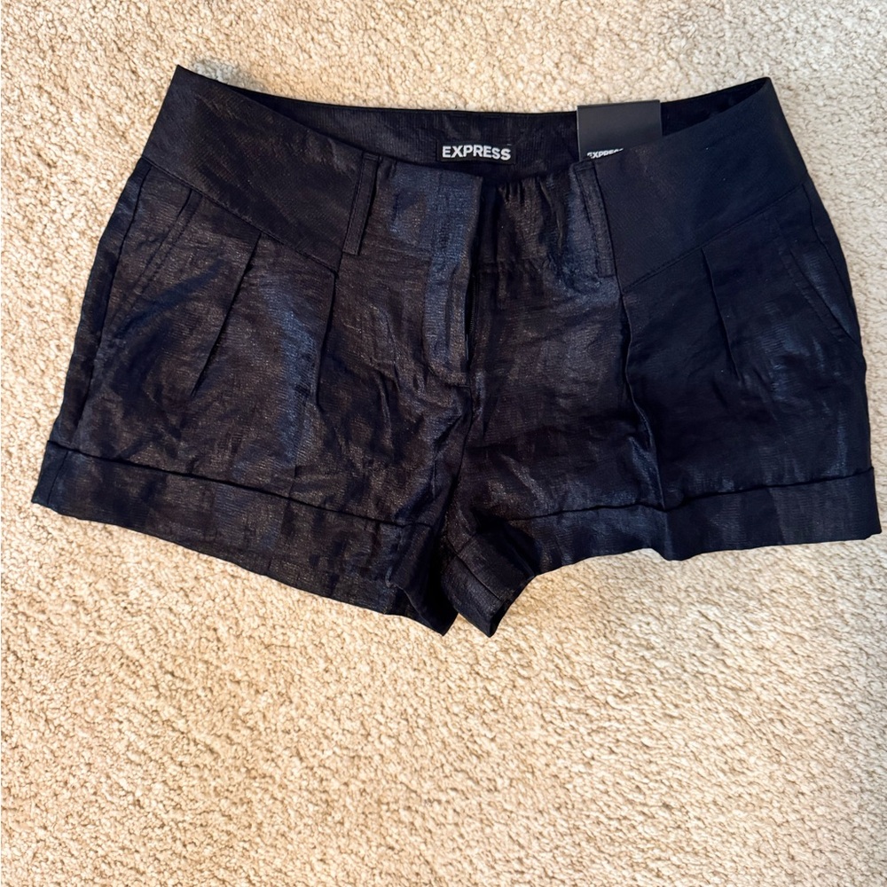 Express Women's Shimmering Black High Waist Shorts